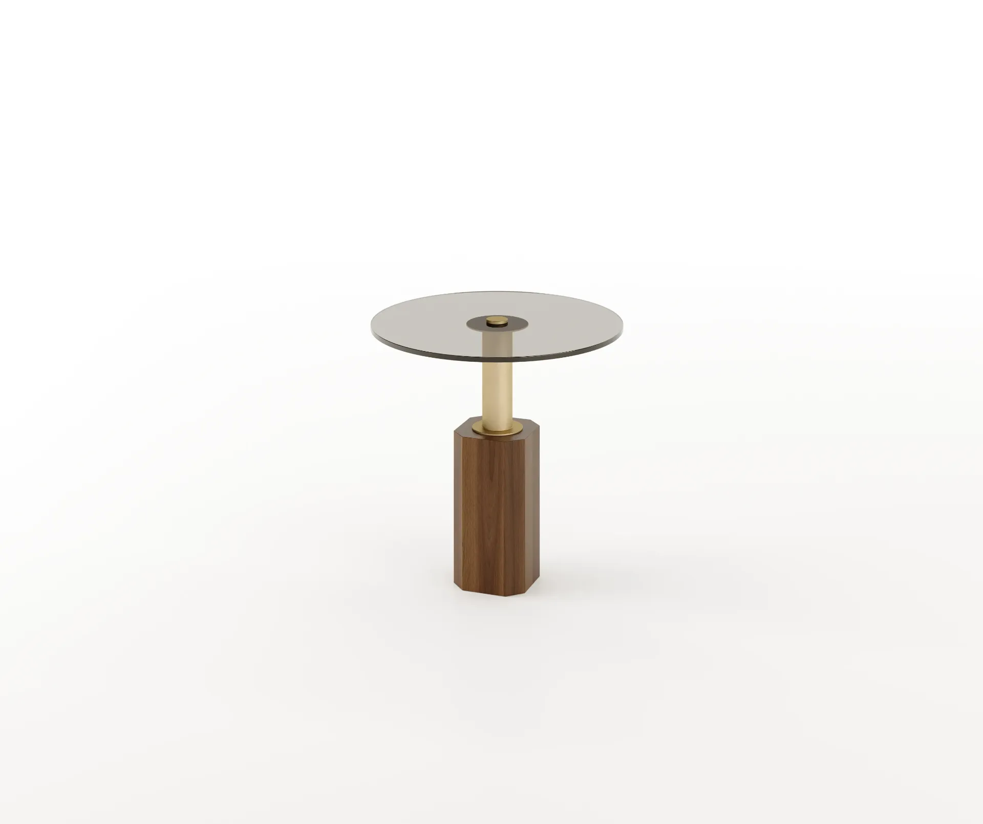[AF.08.34] Mesa de Apoio Melbourne (Nogueira Mate, Inox Dourado)