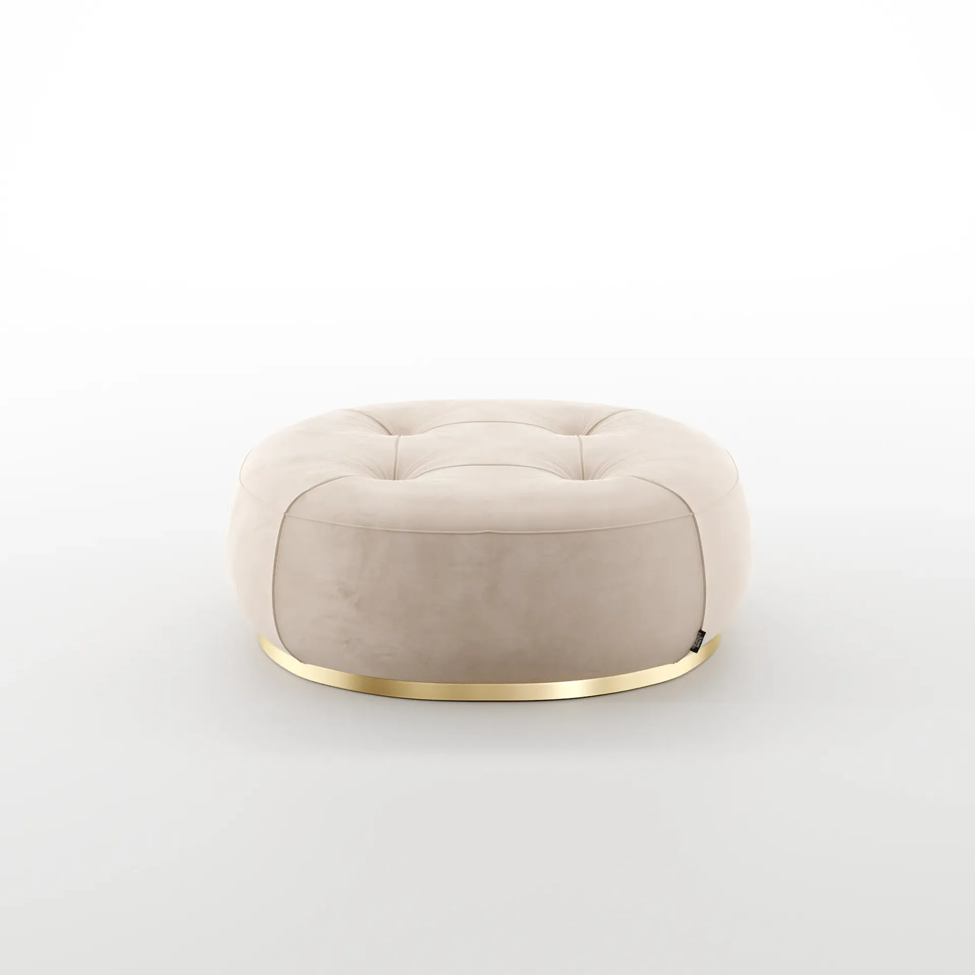 [AF.13.15] Puff Dallas (Veludo Ivory, Inox Dourado)