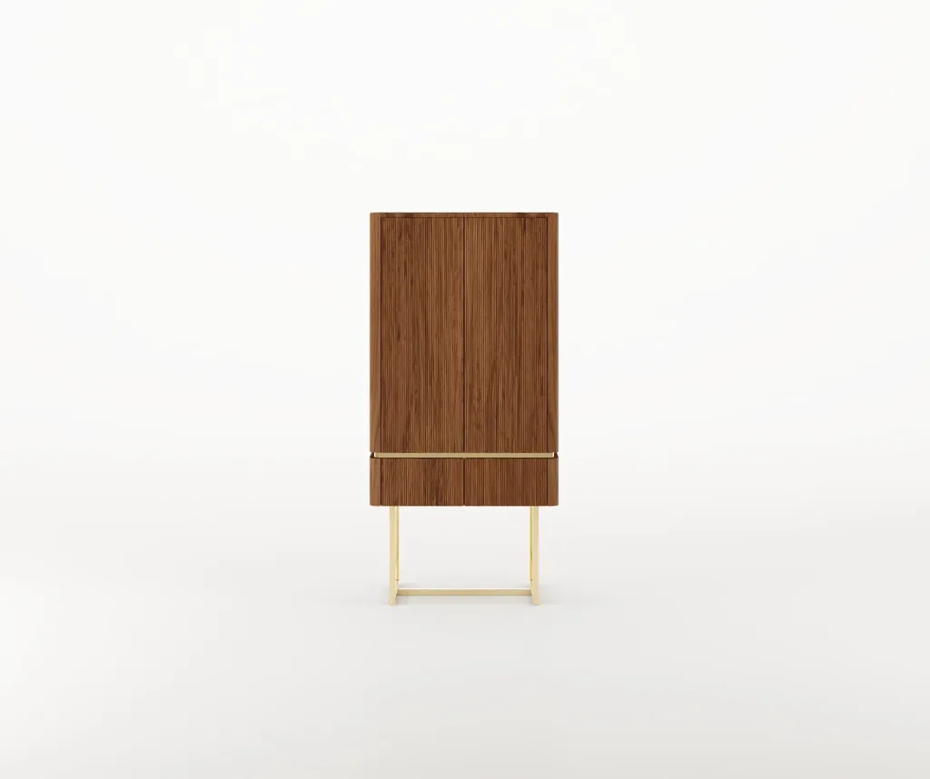 [AF.13.21] Móvel Bar Atlanta (Matte Walnut, Gold stainless steel)