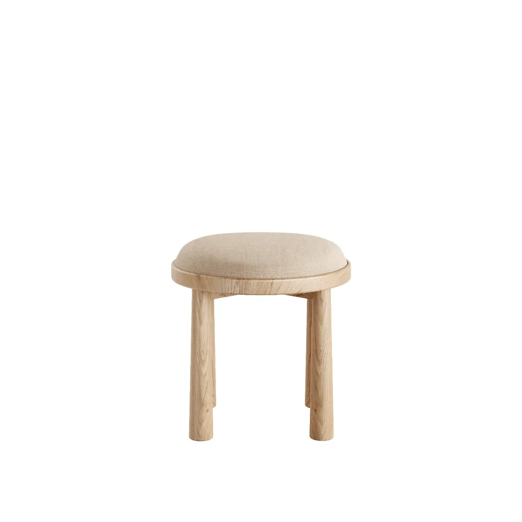 [AF.05.26] Mushroom Bench (Matte Natural Oak, Cream Linen)
