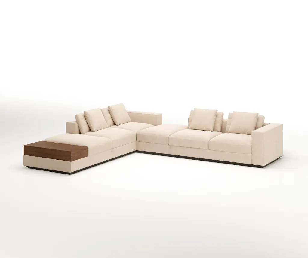 [AF.13.16] Sofá Portland (Velvet Ivory, Matte Walnut)