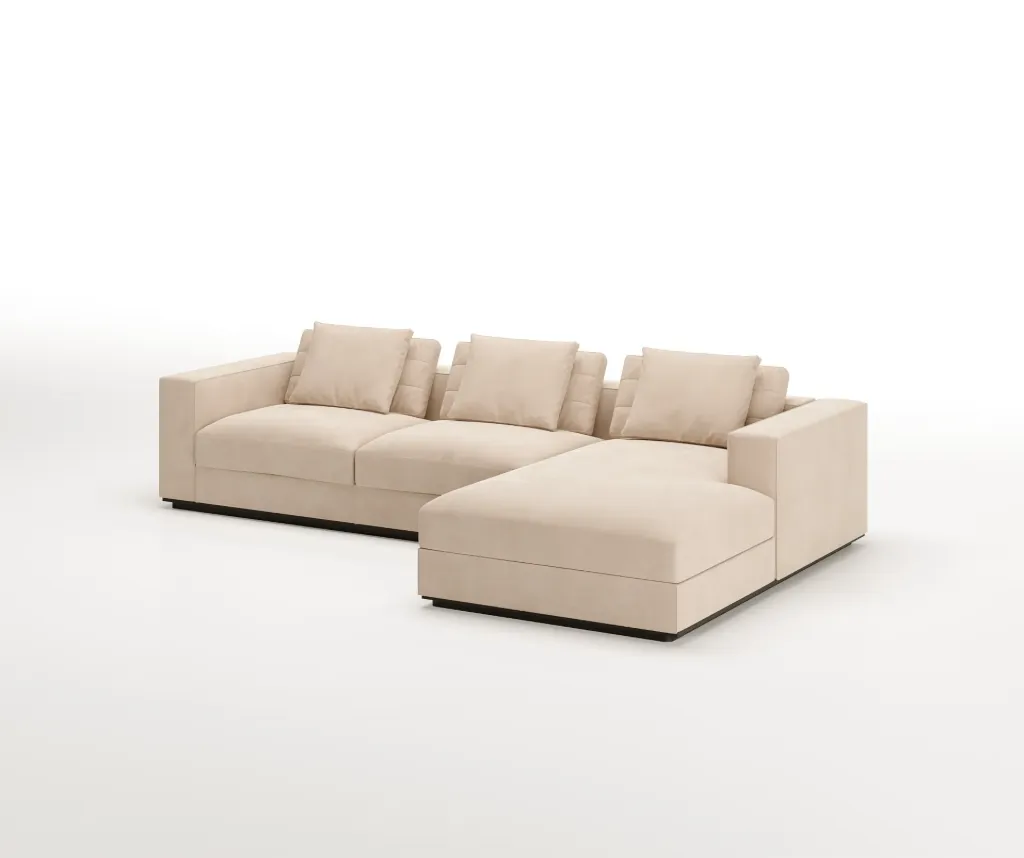 [AF.13.16] Sofá Portland Chaise Longue (Veludo Ivory)